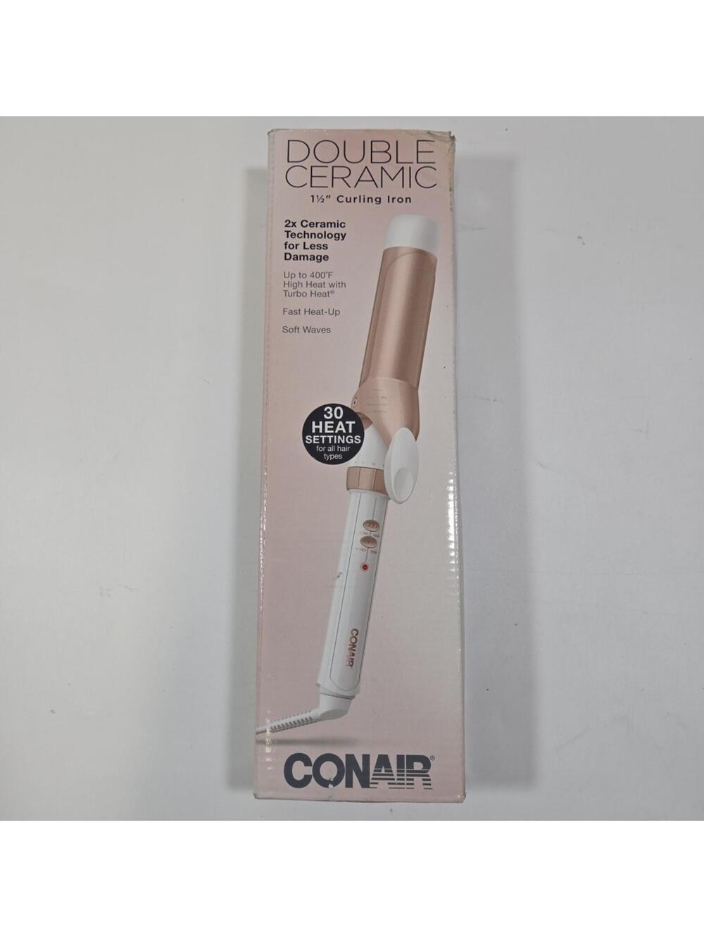 Conair Double Ceramic 1 1/2" Curling Iron White/Rose Gold Dual Voltage CD703 NIB